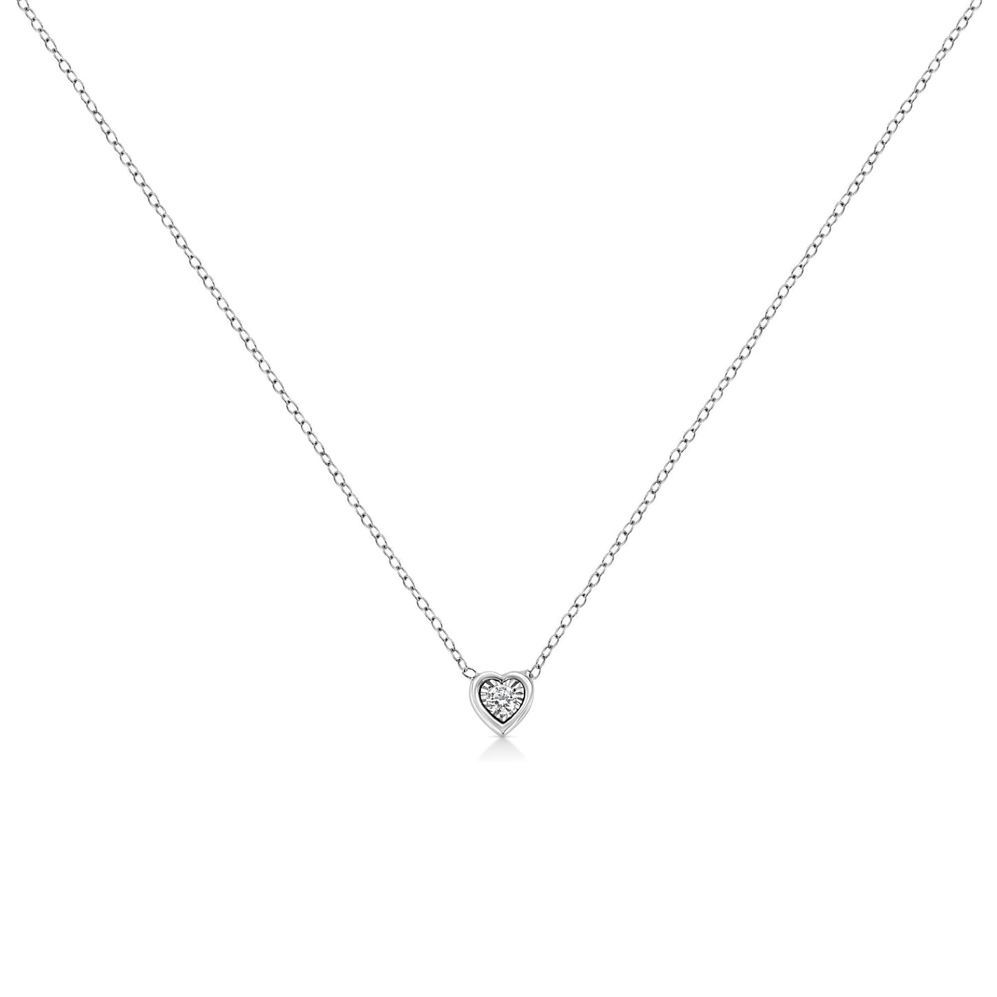 10K White Gold 1/10 Cttw Miracle Set Round-Cut Diamond 18" Pendant