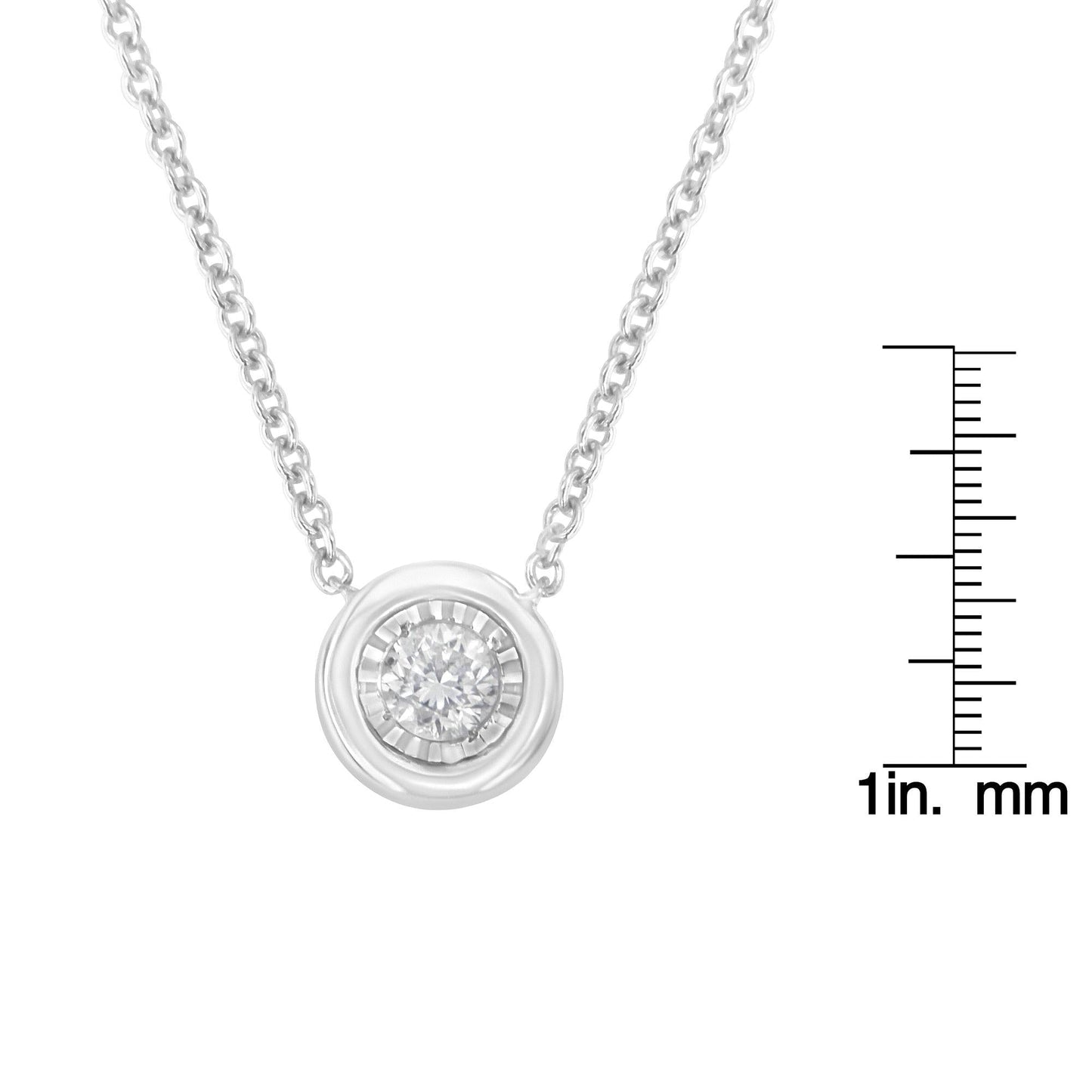 10K White Gold 1/10 Cttw Miracle Set Round-Cut Diamond 18" Pendant
